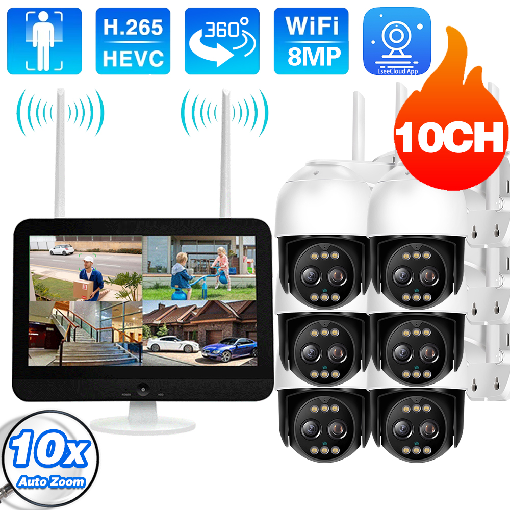 Home Security Systems With Cameras - 12.5 Inch 10CH NVR Smart Wireless