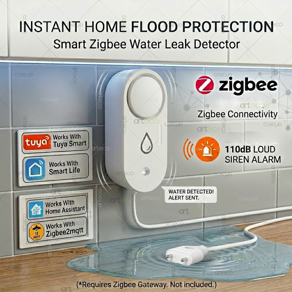 Home Security Gadgets - Zigbee Water Leak Detector Smart Home