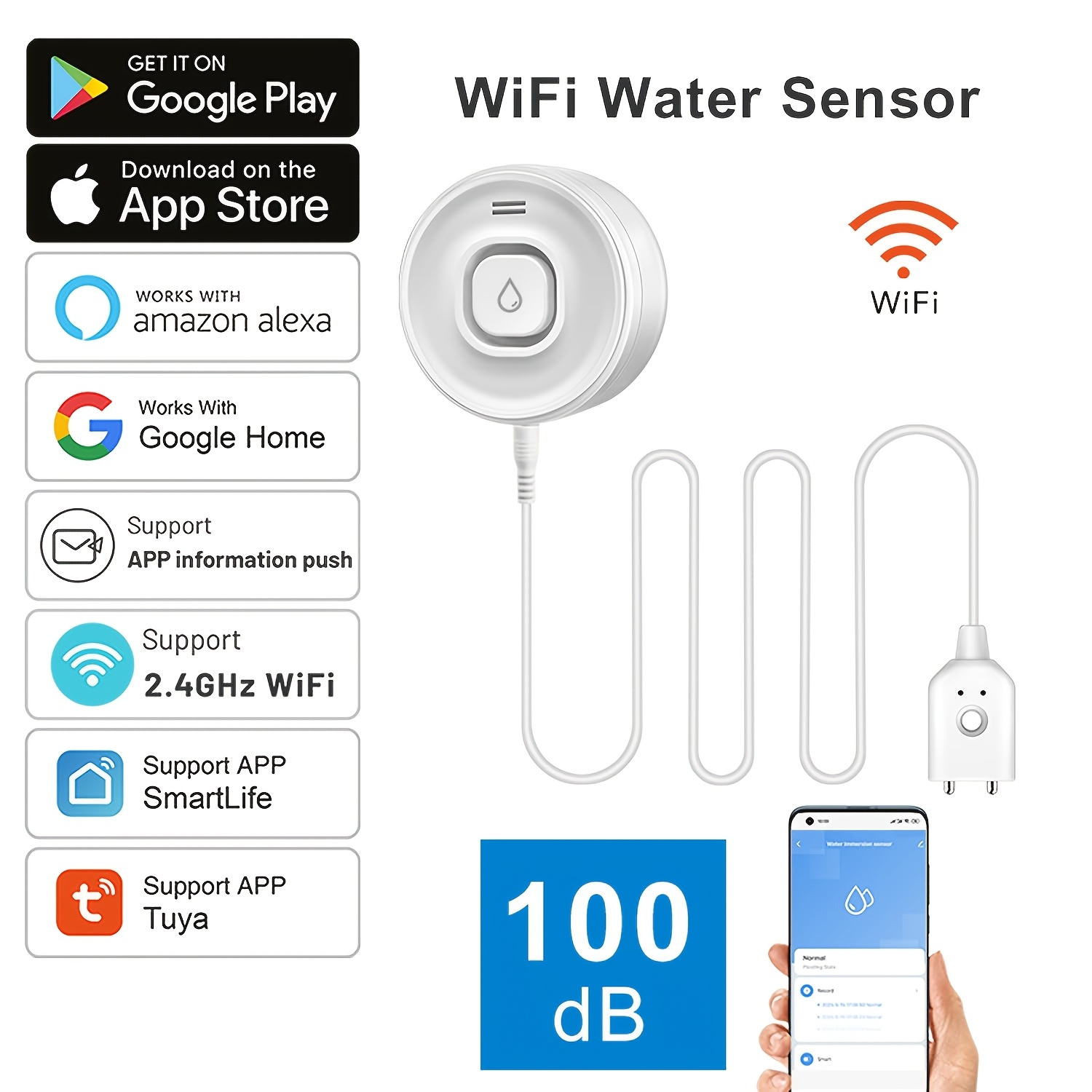 Home Security Gadgets - YNF Smart WiFi Water Leak Detector,