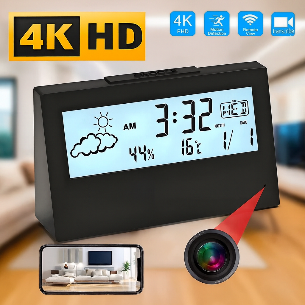 Home Security Technician - 4K WiFi Clock Camera with Motion