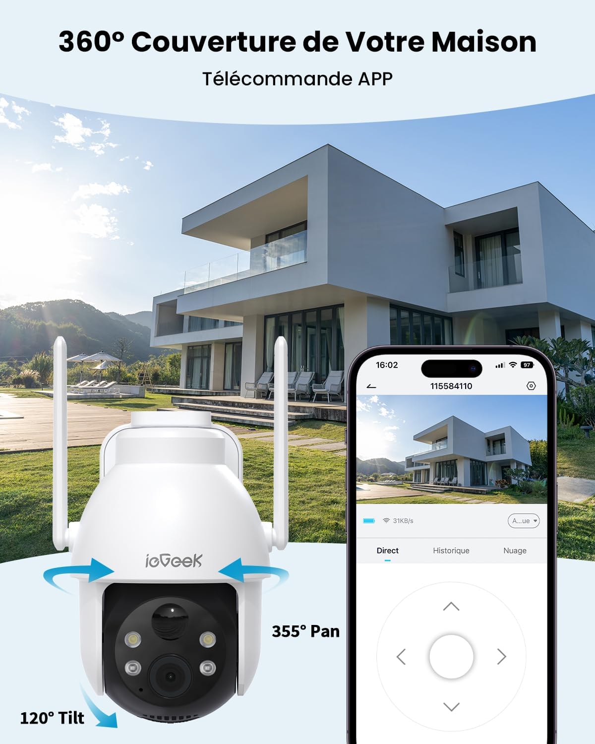 ieGeek 2K 3MP 360° PTZ HD Outd – Home Security Camera Xiaomi recenzja i cena