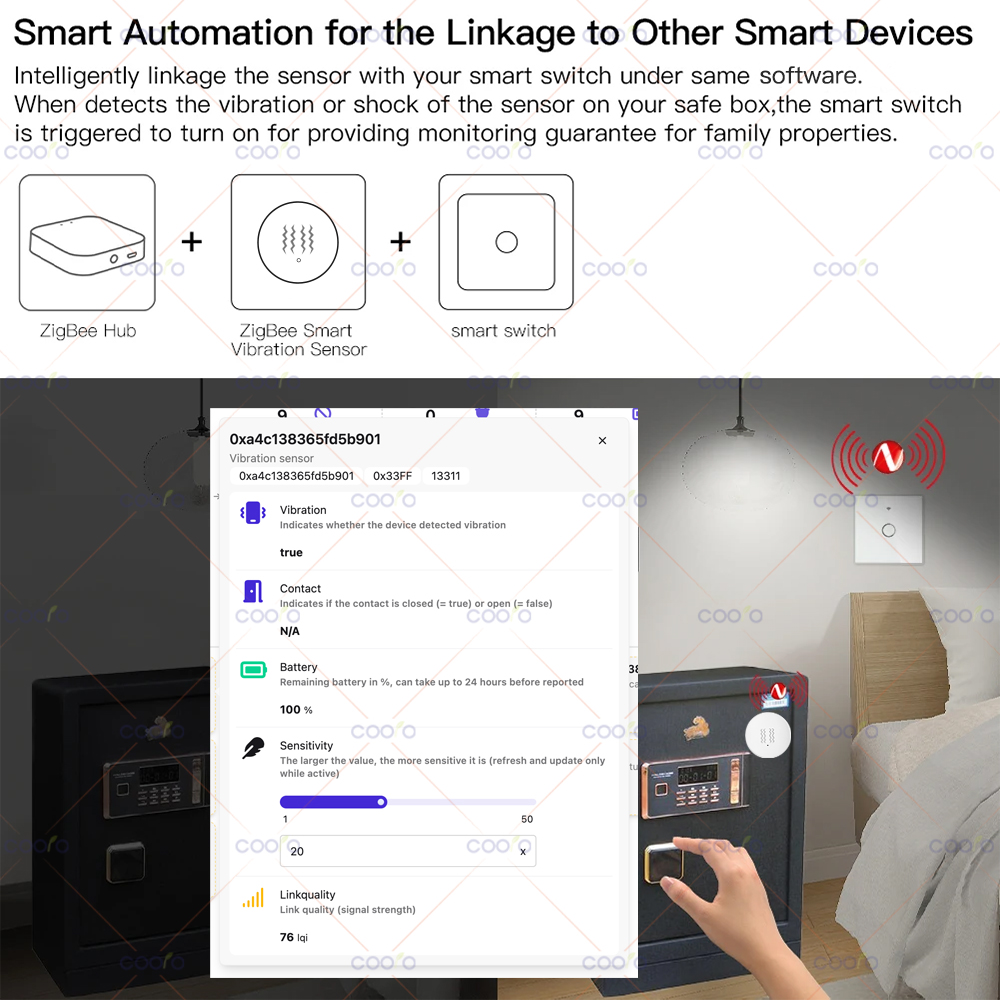 ZigBee 3.0 Vibration Sensor Re – Home Security Alarm recenzja i cena