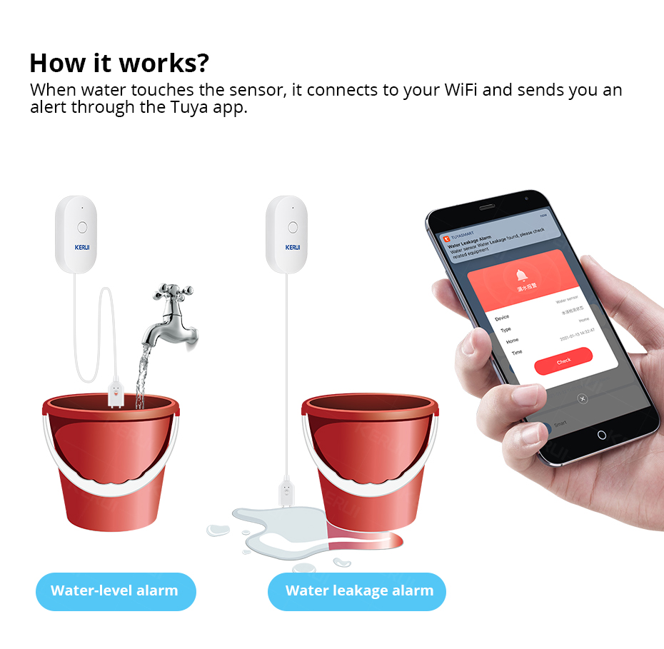 KERUI Smart  WiFi Water Sensor – Home Security Device recenzja i cena