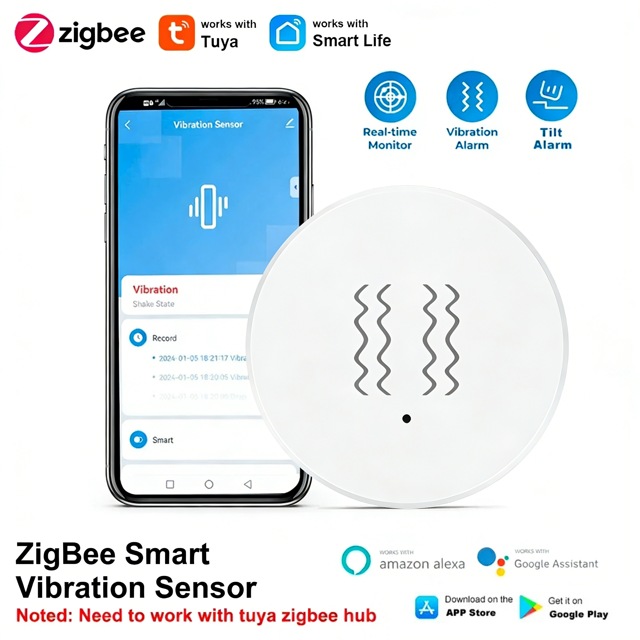 Tuya Zigbee Smart Vibration Se – Home Security Alarm recenzja i cena